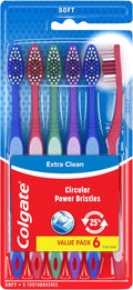 Colgate Extra Clean Toothbrush, Soft Toothbrush for Adults, 6 Count (Pack of 1)